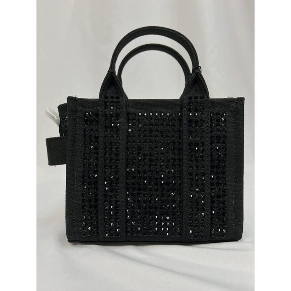 NWT! Marc Jacobs The MINI Crystal Canvas Tote bag BLACK - Picture 2 of 13